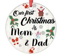 LMMIXEE Décorations de Noël « Our First Christmas As Mom And Dad » 2024 - Décorations de Noël pour les nouveaux parents