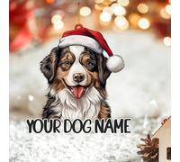 LMMIXEE Décorations de Noël plates 2D en forme de chien de berger australien 2024 - Décorations de Noël pour arbre de chien, animal domestique - Ornements uniques en acrylique transparent - Cadeau