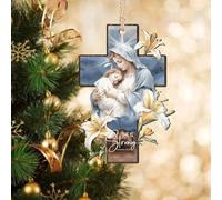 LMMIXEE Décorations de sapin de Noël « Baby Jesus » « She Is Strong » - Ornements de Noël plats 2D avec verset de la Bible 2024 en acrylique transparent - Décoration de fête d'anniversaire
