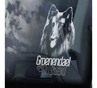 LMMIXEE Groenendael on Board Autocollant pour fenêtre de voiture Motif berger belge Chien Maman Papa Vinyle découpé Autocollant amusant pour pare-chocs de chien Groenendael Cadeau