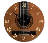LMMIXEE Horloge murale en bois de style guitare acoustique de 30,5 cm, fonctionne avec piles, silencieuse, sans tic-tac, décoration murale moderne pour cuisine, salon, chambre à coucher, bureau