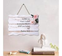 LMMIXEE LORD My God, I Called to You for Help, And You Healed Me Pancarte en bois avec verset de la Bible - Décoration murale rustique - Citation de Jésus pour cuisine, chambre à coucher, salon, foyer