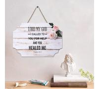 LMMIXEE LORD My God, I Called to You for Help, And You Healed Me Psaums 30 ~ 2 panneaux en bois avec verset de la Bible Décoration murale Décoration murale Panneau citation chrétienne pour chambre à