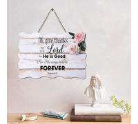 LMMIXEE Oh, Give Thanks to The LORD, for He Is Good! For His Mercy Endures Forever - Décoration murale religieuse en bois rustique pour salon, cuisine - 15,2 x 25,4 cm