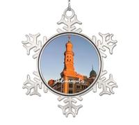 LMMIXEE Ornements de Noël 2024 en forme de flocon de neige en forme de paysage urbain d'Indianapolis - Souvenir de voyage fantaisie en métal - Cadeau pour amis/visite