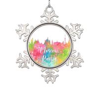 LMMIXEE Ornements de Noël 2024 horizon de la Russie - Décorations de Noël pour arbre de campagne, souvenir de ville - Flocon de neige personnalisé - Pendentif pour amoureux de voyage - Fête d'hiver