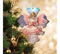 LMMIXEE Ornements de Noël plats 2D vintage en forme d'ange 2024 « I Am A Child of God » pour sapin de Noël en acrylique avec verset de la Bible - Ornements de fête d'hiver à suspendre