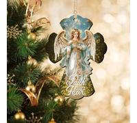 LMMIXEE Ornements de sapin de Noël en forme d'ange bébé Jésus Faith over Fear 2D - Ornements de Noël plats 2024 avec verset de la Bible en acrylique transparent - Décoration de fête d'anniversaire