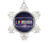 Lmmixee Ornements de sapin de Noël en forme de drapeau national d'Andorre avec inscription « I Love Andorra » - Souvenir de campagne - Ornements de Noël en métal - Souvenir de Noël 2023 - Cadeaux de