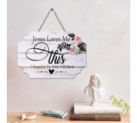 LMMIXEE Pancarte rustique en bois avec verset de la Bible Jésus Loves Me This I Know For The Bible Tells Me So - 10,2 x 15,2 cm - Décoration murale chrétienne rustique en bois - Décoration murale pour