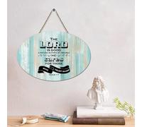 LMMIXEE Pancarte vintage en bois avec verset de la Bible The-LORD-is-good,-a-refuge-in-times-of-trouble - 10,2 x 15,2 cm - Décoration murale chrétienne rustique en bois - Cadeau de pendaison de