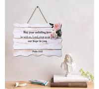 LMMIXEE Panneau de palette en bois avec verset biblique amusant « May Your Unfailing Love With Us, Lord, Even As We Put Our Hope in You » - 15,2 x 25,4 cm - Décoration murale en bois rustique - Cadeau