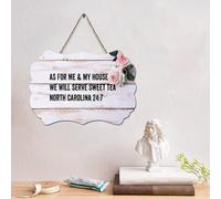 LMMIXEE Panneau de palette en bois avec verset de la Bible « As For Me & My House We Will Serve Sweet Tea North » - Décoration murale pour salon, chambre à coucher, bureau - 15,2 x 25,4 cm