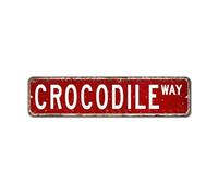 LMMIXEE Panneau de rue en forme de crocodile personnalisé en forme de crocodile - Art mural vintage rustique en métal pour maison, porte, porche, fête de jardin - 61 x 15,2 cm