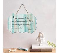 LMMIXEE Panneau en bois « A New Command I Give You Love One An ». Plaque en bois avec verset de la Bible de Jésus, décoration murale religieuse pour maison, cuisine, salon, café, bar, 15,2 x 25,4 cm