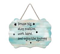 LMMIXEE Panneau en bois amusant Dream Positive Work Hard And Enjoy The Journey - 15,2 x 25,4 cm - Décoration murale rustique - Décoration de cuisine - Cadeau de pendaison de crémaillère