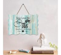 LMMIXEE Panneau en bois avec inscription « Jesus Loves Me This I Know For The Bible » - Décoration murale rustique pour salon, cuisine - 15,2 x 25,4 cm