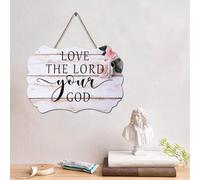 LMMIXEE Panneau en bois avec inscription « Love The Lord Your God » - Décoration murale rustique pour salon, cuisine, cadeau de pendaison de crémaillère - 15,2 x 25,4 cm