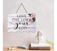 LMMIXEE Panneau en bois avec inscription « Love The Lord Your God » - Décoration murale rustique pour salon, cuisine, pendaison de crémaillère - 10,2 x 15,2 cm