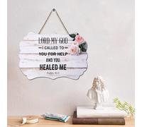 LMMIXEE Panneau en bois avec verset biblique amusant « LORD My God, I Called to You for Help, And You Healed Me » - 10,2 x 15,2 cm - Décoration murale familiale pour maison, chambre à coucher, cuisine