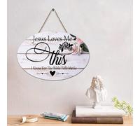 LMMIXEE Panneau en bois avec verset de la Bible amusant Jésus Loves Me This I Know For The Bible Tells Me So - 10,2 x 15,2 cm - Décoration murale chrétienne en bois rustique - Cadeau de pendaison de
