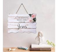LMMIXEE Panneau en bois avec verset de la Bible bohème « In The Morning When I Rise » - 10,2 x 15,2 cm - Décoration murale chrétienne rustique - Décoration murale de cuisine - Cadeau de pendaison de