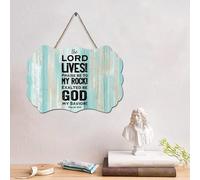 LMMIXEE Panneau en bois avec verset de la Bible en bois « The LORD Lives! Praise Be to My Rock ! » - 15,2 x 25,4 cm - Décoration murale familiale pour la maison, la cuisine, la salle de bain, le salon