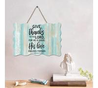 LMMIXEE Panneau en bois avec verset de la Bible « Give Thanks to The Lord, for He Is Good 1 Chronicles 16:34 » - 15,2 x 25,4 cm - Décoration murale chrétienne en bois rustique - Cadeau de pendaison de