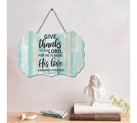 LMMIXEE Panneau en bois avec verset de la Bible « Give Thanks to The Lord, for He Is Good 1 Chronicles 16:34 » - 10,2 x 15,2 cm - Décoration murale pour maison, chambre à coucher, salon, cadeau de