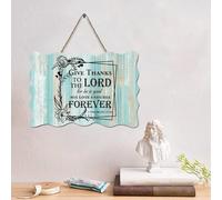 LMMIXEE Panneau en bois avec verset de la Bible « Give Thanks to The Lord, for He Is Good » - 10,2 x 15,2 cm - Décoration murale chrétienne rustique en bois - Cadeau de pendaison de crémaillère