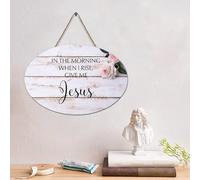 LMMIXEE Panneau en bois avec verset de la Bible « In The Morning When I Rise » - Décoration murale chrétienne rustique pour la maison, la cuisine, le salon, le café, le bar - 10,2 x 15,2 cm