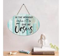LMMIXEE Panneau en bois avec verset de la Bible « In The Morning When I Rise » - Décoration murale - Citation religieuse pour la maison, la cuisine, la salle de bain, le salon - 10,2 x 15,2 cm