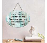 LMMIXEE Panneau en bois avec verset de la Bible « No, in All These Things We're MoreSaying » - 10,2 x 15,2 cm - Décoration murale chrétienne rustique - Décoration d'intérieur - Cadeau de pendaison de