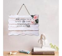 LMMIXEE Panneau en bois avec verset de la Bible rustique « Dear Children », « Let Us Not Love with Words or Tongue » - Décoration murale en bois - Décoration murale pour la maison, la grotte, la porte