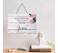 LMMIXEE Panneau en bois avec verset de la Bible rustique « In The Morning When I Rise » - Décoration murale vintage en bois pour maison, bars, clubs, cafés, fêtes d'hommes - 15,2 x 25,4 cm