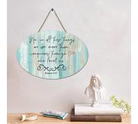 LMMIXEE Panneau en bois avec verset de la Bible rustique « No, in All These Things We're M » - Décoration murale rétro pour maison, bars, clubs, cafés, fêtes - 15,2 x 25,4 cm