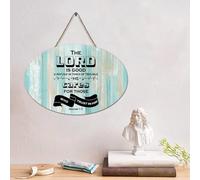 LMMIXEE Panneau en bois avec verset de la Bible rustique « The-LORD-is-good », -a-refuge-in-times-of-trouble - Décoration murale vintage en bois pour maison, grotte, porte, jardin, bars, cafés - 15,2