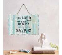 LMMIXEE Panneau en bois avec verset de la Bible rustique « The LORD Lives! Praise Be to My Rock ! » - 10,2 x 15,2 cm - Décoration murale chrétienne en bois rustique - Décoration murale de cuisine