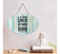 LMMIXEE Panneau en bois avec verset de la Bible « The LORD Lives! Praise Be to My Rock ! » - 10,2 x 15,2 cm - Décoration murale chrétienne rustique en bois - Décoration d'intérieur - Cadeau de