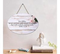 LMMIXEE Panneau en bois avec verset de la Bible vintage « Dear Children », « Let Us Not Love with Words » - 15,2 x 25,4 cm - Décoration murale chrétienne rustique en bois - Décoration d'intérieur
