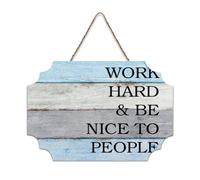 LMMIXEE Panneau en bois rétro vintage avec inscription « Work Hard And Be Nice to People » - 20,3 x 30,5 cm - Décoration murale familiale pour maison, cuisine, salon, café