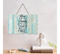 LMMIXEE Panneau en bois rustique avec verset de la Bible de Jésus Bless The Food Before Us The Family - Décoration murale vintage en bois pour la maison, la grotte, la porte, le porche, le jardin