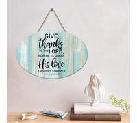 LMMIXEE Panneau en bois rustique avec verset de la Bible « Give Thanks to The Lord, for He Is Good 1 Chronicles 16:34 » - 10,2 x 15,2 cm - Décoration murale en bois rustique - Décoration d'intérieur