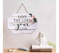 LMMIXEE Panneau en bois rustique avec verset de la Bible « Love The Lord Your God » - Décoration murale vintage en bois pour maison, maison, grotte, porte, jardin, bars, cafés - 15,2 x 25,4 cm