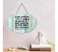 LMMIXEE Panneau en bois vintage avec verset de la Bible de Jésus « I Give You Love One An » 13:34 - 10,2 x 15,2 cm - Décoration murale familiale pour salon, chambre à coucher
