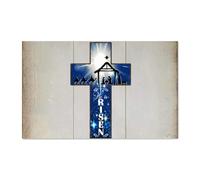 LMMIXEE Panneau en bois vintage humoristique avec inscription « He Is Risen » - Décoration murale rustique pour salon, cuisine - Cadeau de pendaison de crémaillère - 40,6 x 25,4 cm