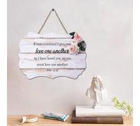 LMMIXEE Panneau en bois vintage Jésus « A New Command I Give You : Love One An » - 15,2 x 25,4 cm - Décoration murale chrétienne pour chambre à coucher, salon, pendaison de crémaillère