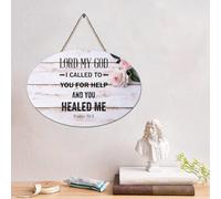 LMMIXEE Panneau humoristique en bois avec verset de la Bible en bois « LORD My God, I Called to You for Help, And You Healed Me Psaums 30 ~ 2 panneaux en bois 10,2 x 15,2 cm » Décoration murale