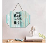 LMMIXEE Panneau mural rustique en bois avec verset de la Bible « Give Thanks to The Lord, for He Is Good 1 Chronicles 16:34 » - 15,2 x 25,4 cm - Décoration murale chrétienne rustique en bois