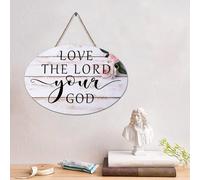 LMMIXEE Panneau rustique en bois avec verset de la Bible Jésus « Love The Lord Your God » - 10,2 x 15,2 cm - Écriture chrétienne - Décoration murale familiale pour cuisine, chambre à coucher, salon